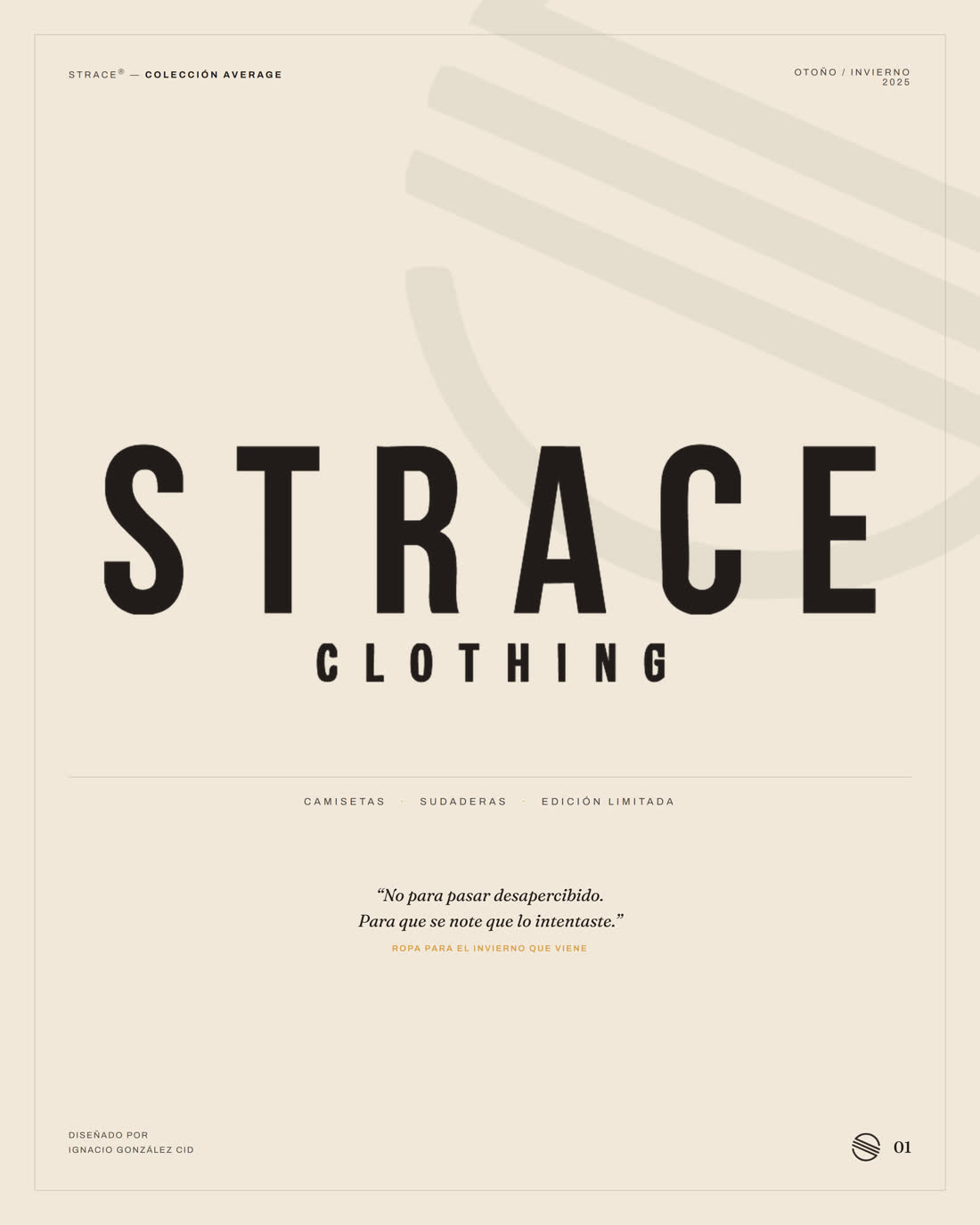 Cartel 01 — La Marca: logotipo STRACE sobre papel crema.