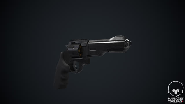 Render de un revólver, prop hard-surface.