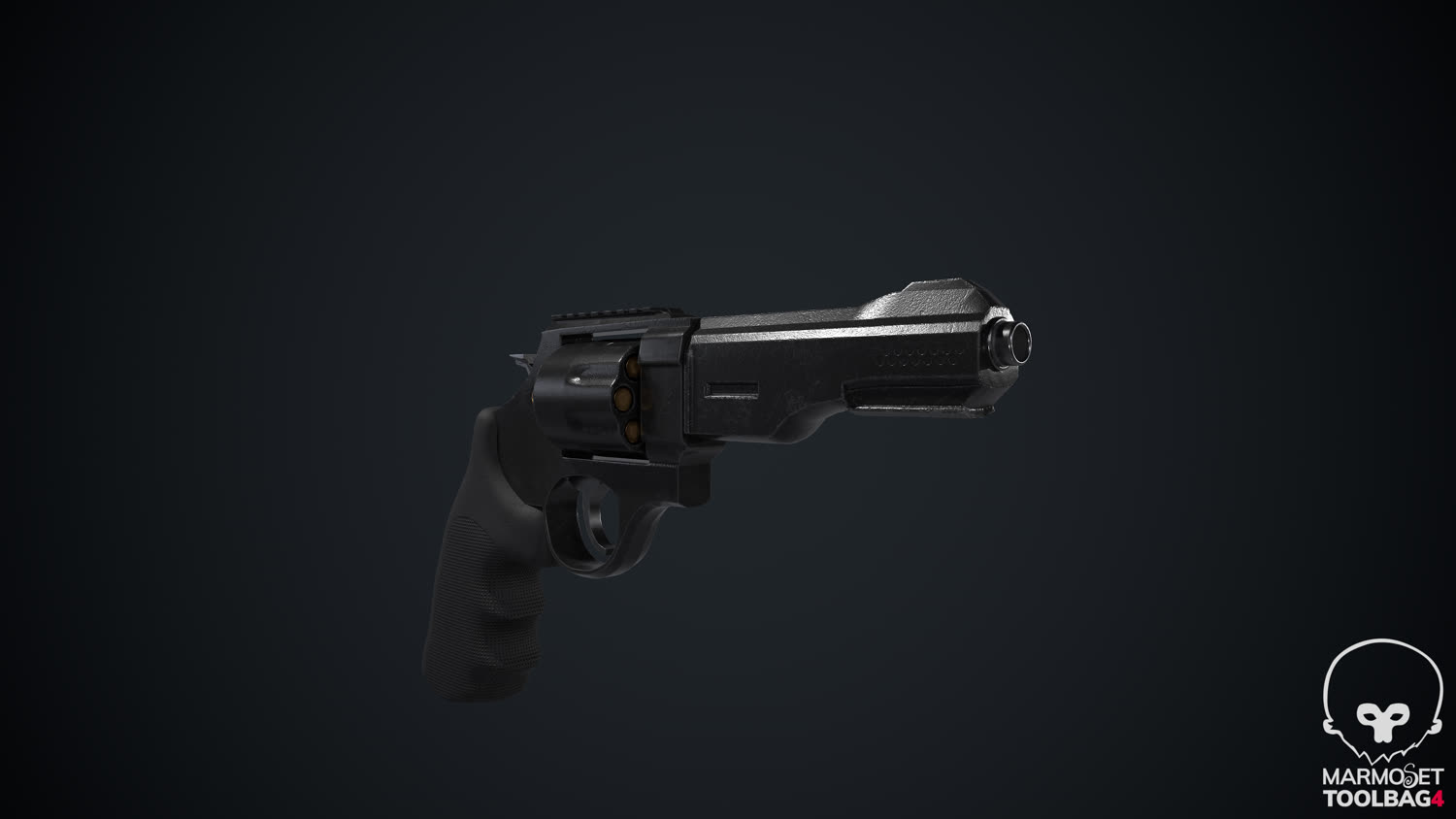 Render del revólver, ángulo 1.