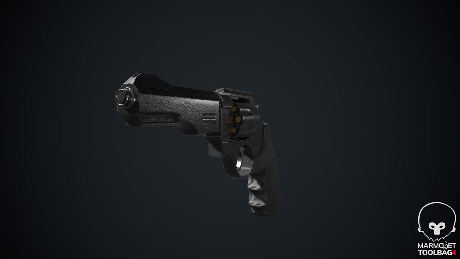 Render del revólver, ángulo 2.
